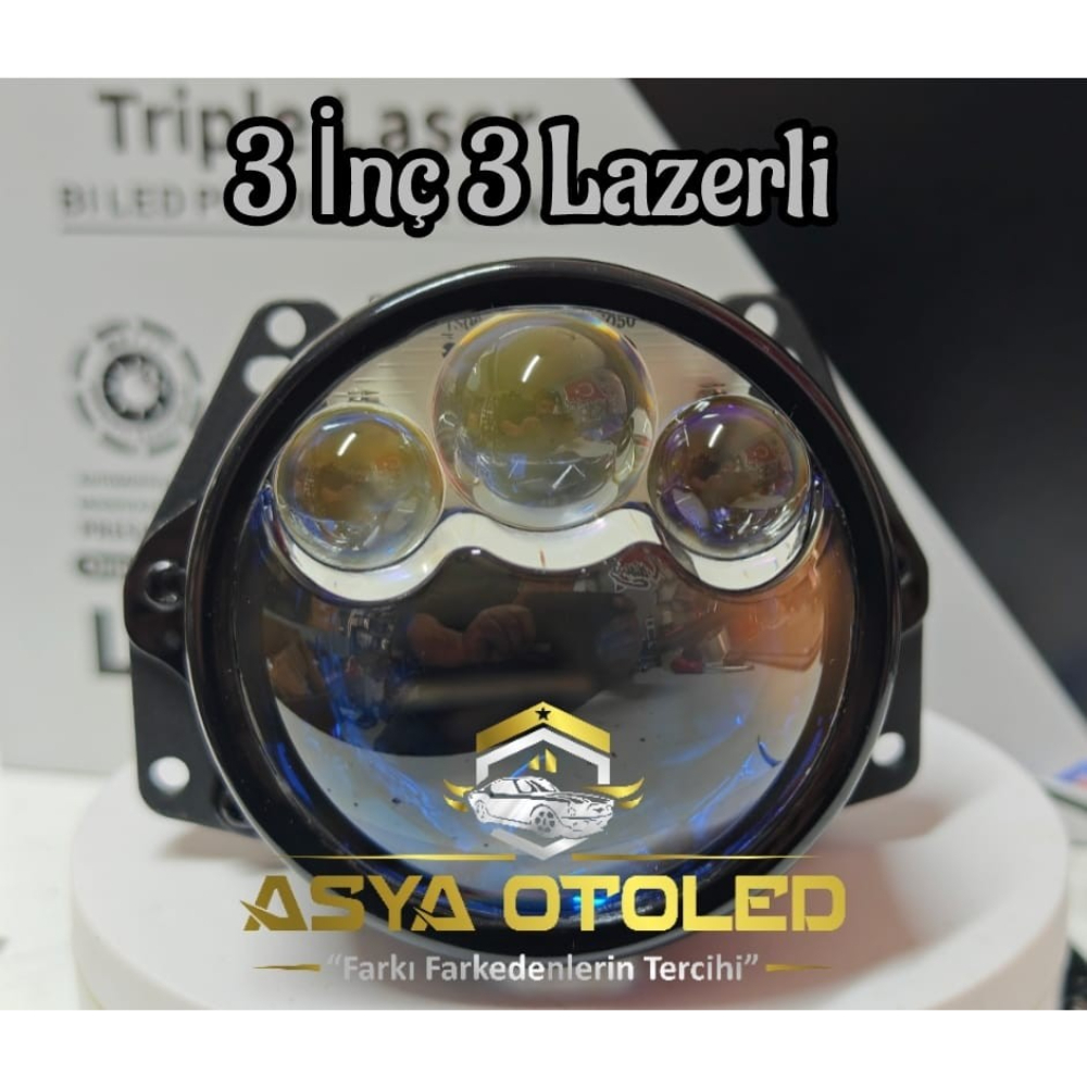 3 İnç 3 Lazerli Bi-LED Projektör Mercek – Asya Oto Led