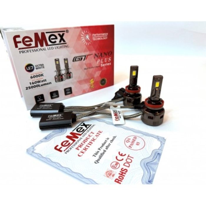 FEMEX GT Nano Plus CSP Lumiled Royal Chipset Radyatör Soğutmalı H8/11 LED Xenon Headlight