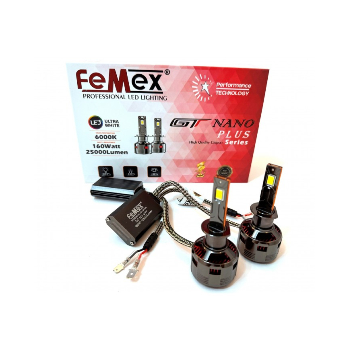 Femex GT Nano Plus Csp LUMILED ROYAL Chipset Radyatör Soğutmalı H1 Led Ampül Led Headlight