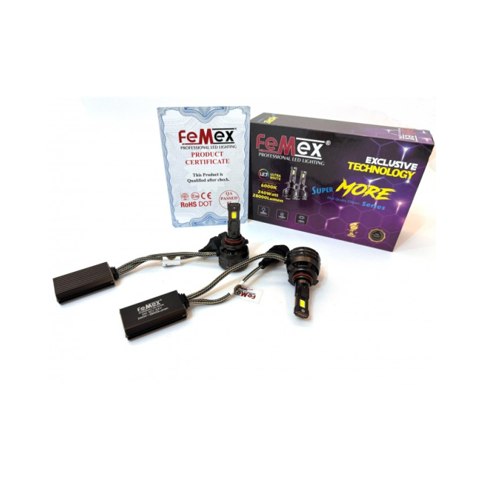 Femex Super More Csp SUPERIOR ETI Chipset Radyatör Soğutmalı HıR2 9012 Led Ampül Led Headlight
